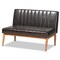 Baxton Studio Daymond Mid-Century Dark Brown Faux Leather and Walnut Brown Finished Wood 4-PC Dining Nook Set 186-11349-11351-9305-Zoro - alternate 5